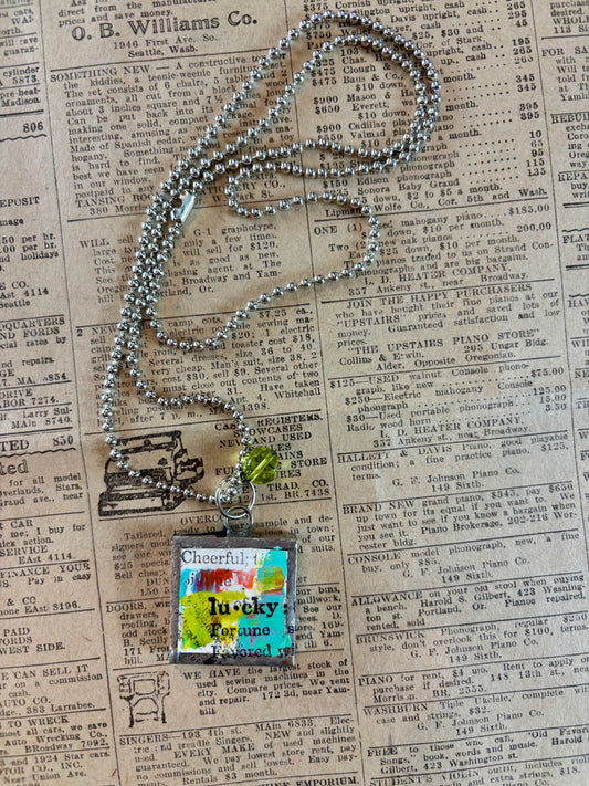 Upcycled and hand painted necklace