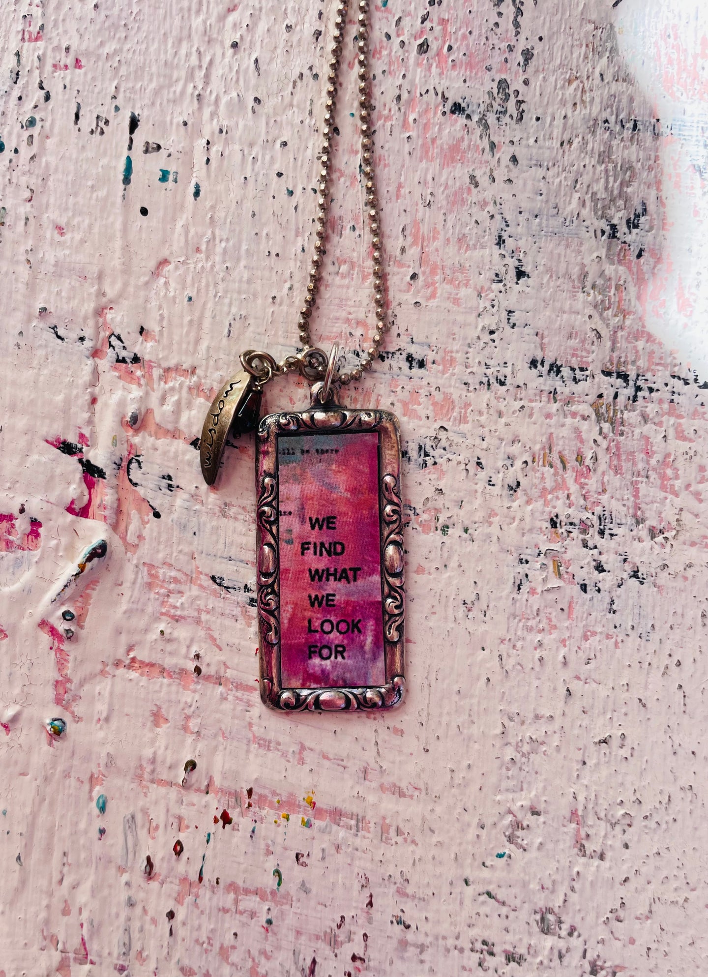 Upcycled and hand painted necklace
