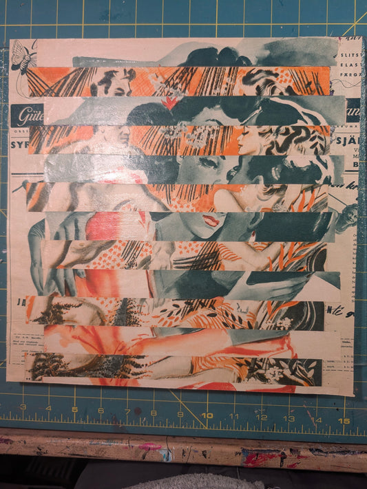 Fragments: Orange & Teal Vintage Magazine Collage